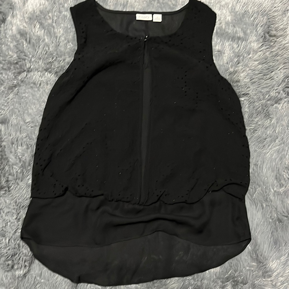 balck silky like material. dressy shirt.
